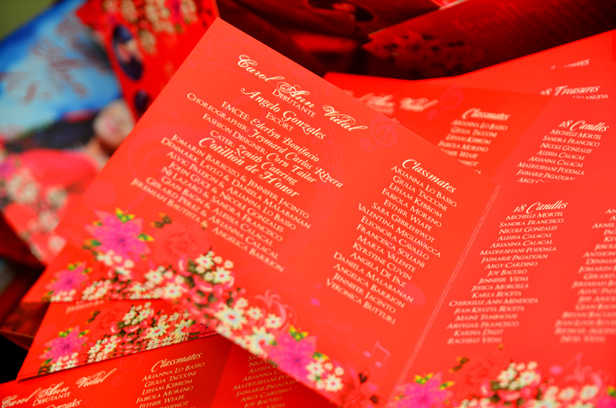 Carol Ann’s Red Floral + Musical Themed Debut Trifold Invitations, Italy